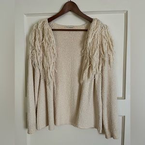 Ulla Johnson Ivory Cotton Fringe Open Front Sweater Size S